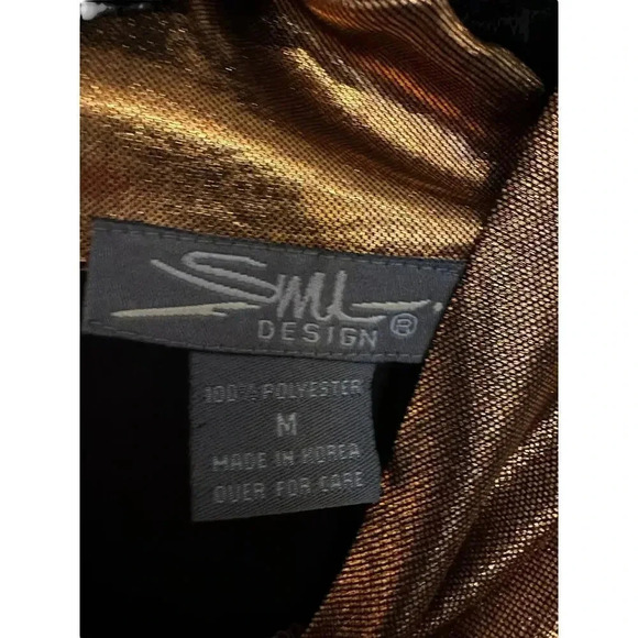 SML Design Women's Gold Metallic Sleeveless Mock Neck Pullover Tank Top Size M - Picture 3 of 4